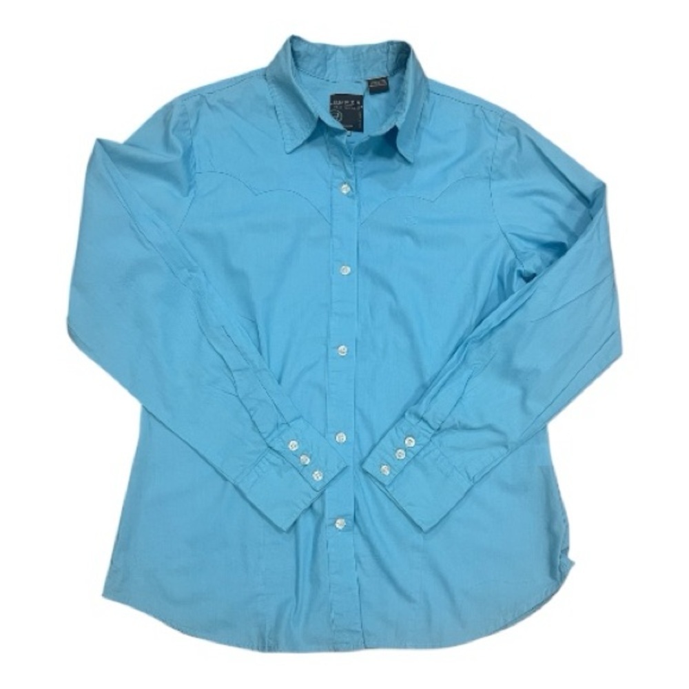 Roper Wear the West Blue/Teal Button Down Size L Blouse Women NWOT - Picture 2 of 7